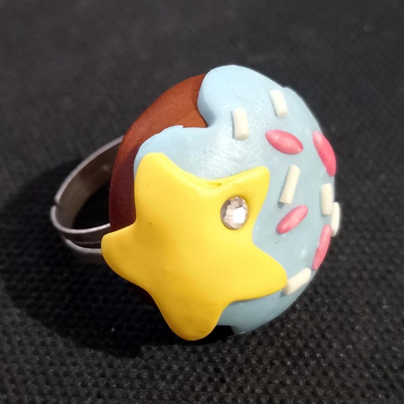 Anello "Star cake" in fimo/ToDo, regolabile, no nichel, fatto a mano