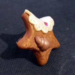 Anello "Star bisquit with croissant" in fimo/ToDo, regolabile, no nichel, fatto a mano