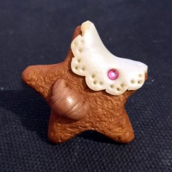 Anello "Star bisquit with croissant" in fimo/ToDo, regolabile, no nichel, fatto a mano