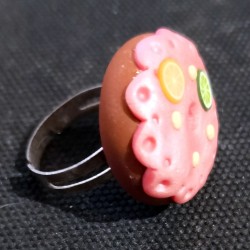 Anello "Pink donut" in fimo/ToDo, regolabile, no nichel, fatto a mano