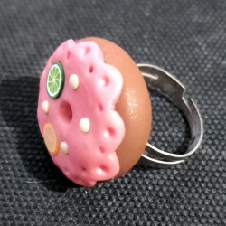 Anello "Pink donut" in fimo/ToDo, regolabile, no nichel, fatto a mano