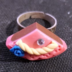 Anello "A piece of cake" in fimo/ToDo, regolabile, no nichel, fatto a mano