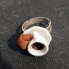 Anello "Coffee and croissant" in fimo/ToDo, regolabile, no nichel, fatto a mano